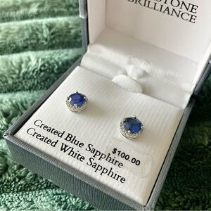 NIB Created sapphire earrings
